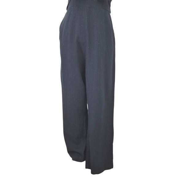 Abercrombie And Fitch black Linen Cotton blend Wide Leg Jumpsuit L - Picture 4 of 12